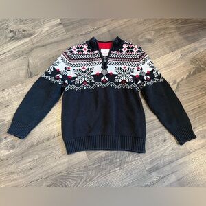 Hanna Andersson Nordic Holiday Snowflake Quarter Zip Sweater. Boys Size 5